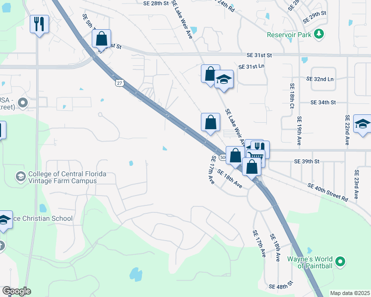 map of restaurants, bars, coffee shops, grocery stores, and more near 3706 South Pine Avenue in Ocala