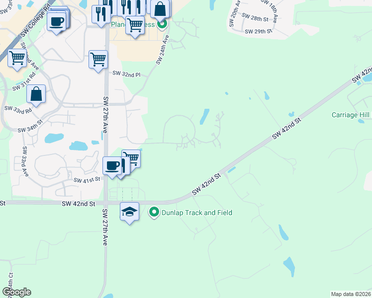 map of restaurants, bars, coffee shops, grocery stores, and more near 2301 Southwest 37th Street in Ocala