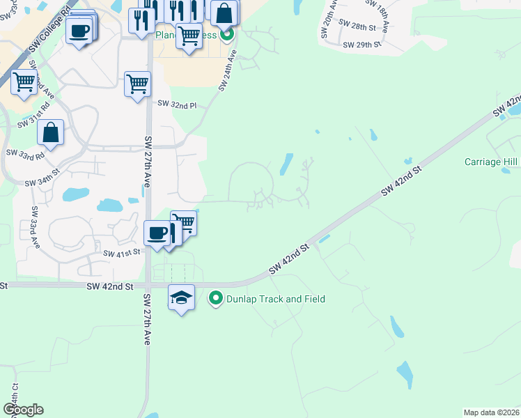 map of restaurants, bars, coffee shops, grocery stores, and more near 2301 Southwest 37th Street in Ocala