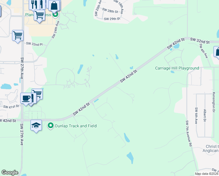 map of restaurants, bars, coffee shops, grocery stores, and more near 1871 Southwest 42nd Street in Ocala