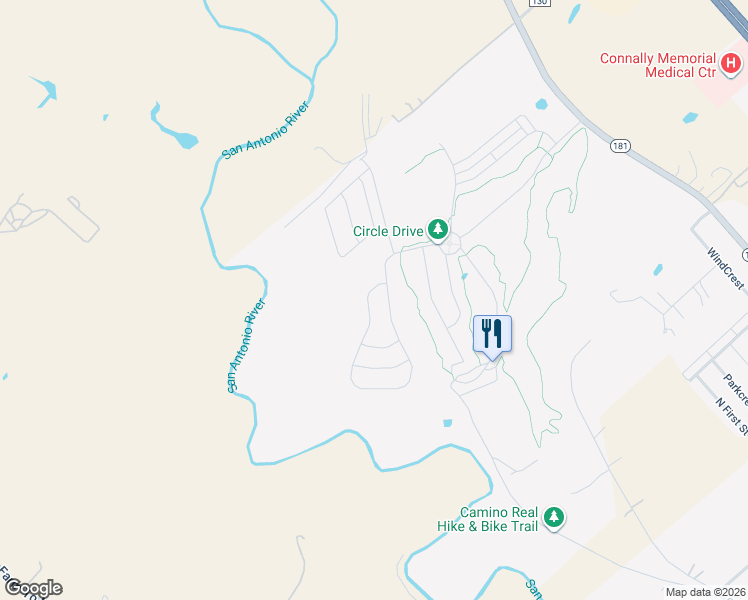 map of restaurants, bars, coffee shops, grocery stores, and more near 113 Fairway Drive in Floresville