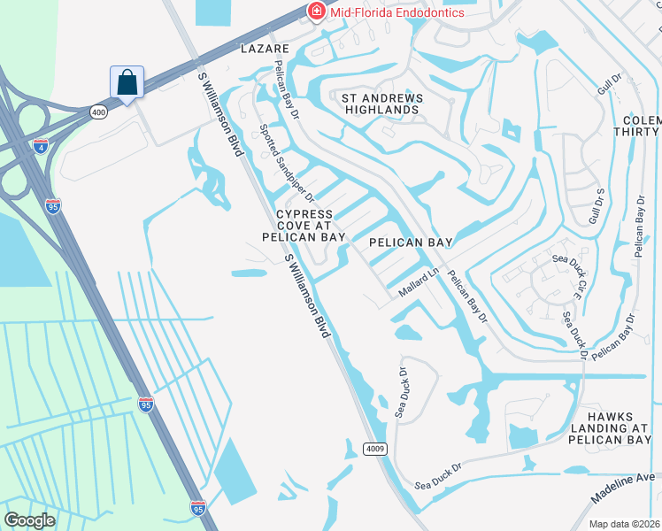 map of restaurants, bars, coffee shops, grocery stores, and more near I Spotted Sandpiper Drive in Daytona Beach
