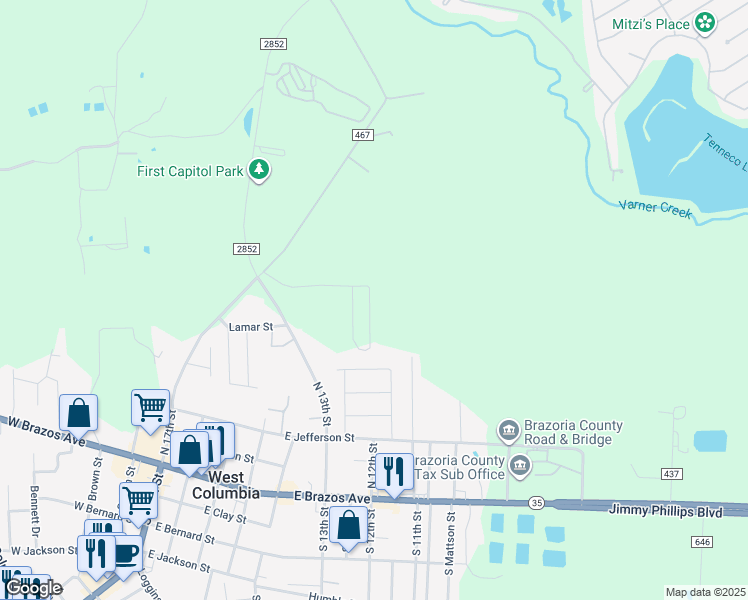 map of restaurants, bars, coffee shops, grocery stores, and more near 200 Carver Street in West Columbia