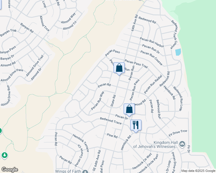 map of restaurants, bars, coffee shops, grocery stores, and more near 5600 Pecan Road in Ocala