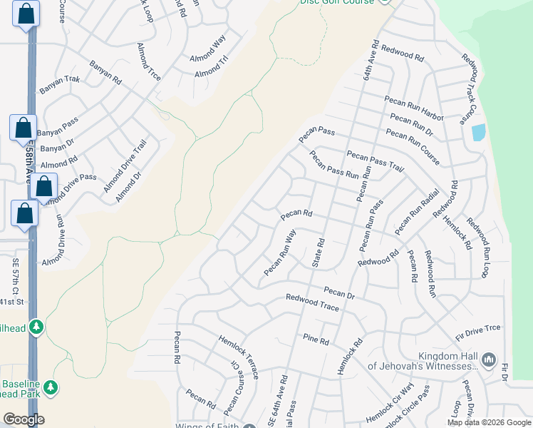 map of restaurants, bars, coffee shops, grocery stores, and more near 9 Pecan Drive in Ocala