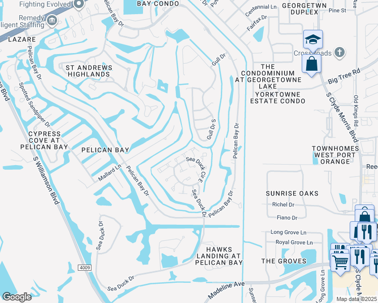 map of restaurants, bars, coffee shops, grocery stores, and more near 148 Loon Court in Daytona Beach