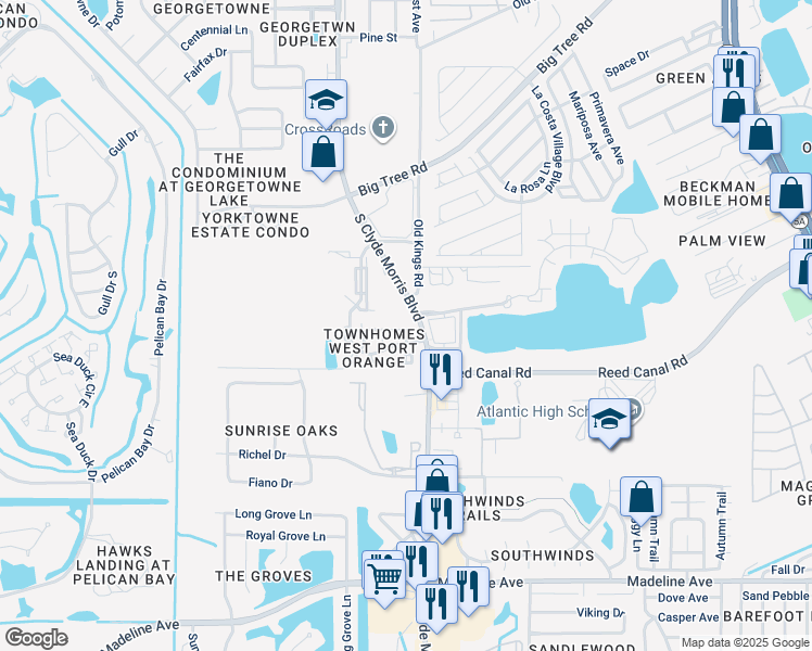 map of restaurants, bars, coffee shops, grocery stores, and more near in Port Orange