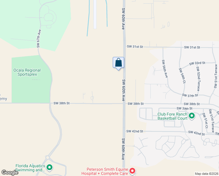 map of restaurants, bars, coffee shops, grocery stores, and more near 3400 Southwest 60th Avenue in Ocala