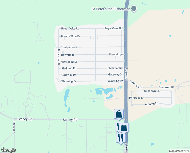 map of restaurants, bars, coffee shops, grocery stores, and more near 303 Gateway Drive in Poteet