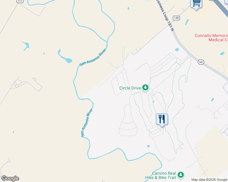 map of restaurants, bars, coffee shops, grocery stores, and more near in Floresville