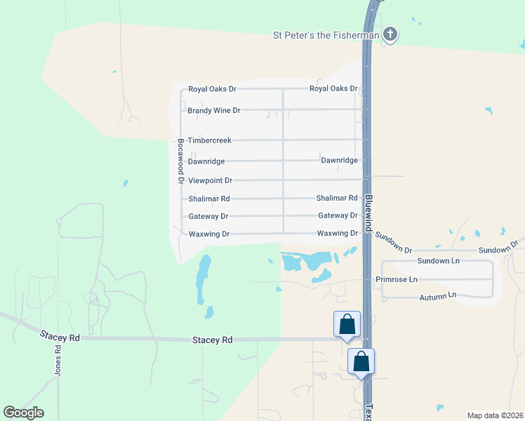 map of restaurants, bars, coffee shops, grocery stores, and more near 343 Gateway Drive in Poteet