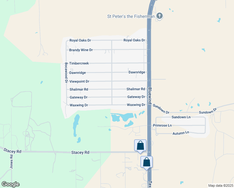 map of restaurants, bars, coffee shops, grocery stores, and more near 256 Gateway Drive in Poteet