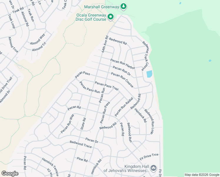 map of restaurants, bars, coffee shops, grocery stores, and more near 23 Pecan Pass Trail in Ocala