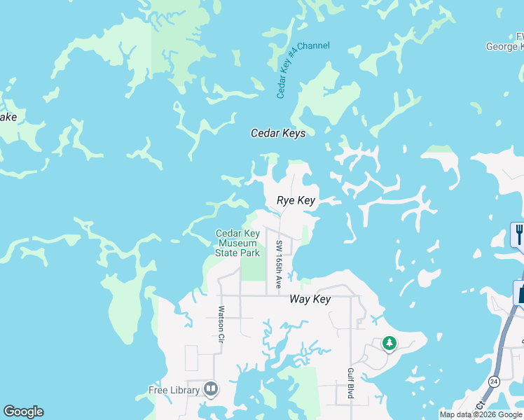 map of restaurants, bars, coffee shops, grocery stores, and more near 16550 Lighthouse Road in Cedar Key