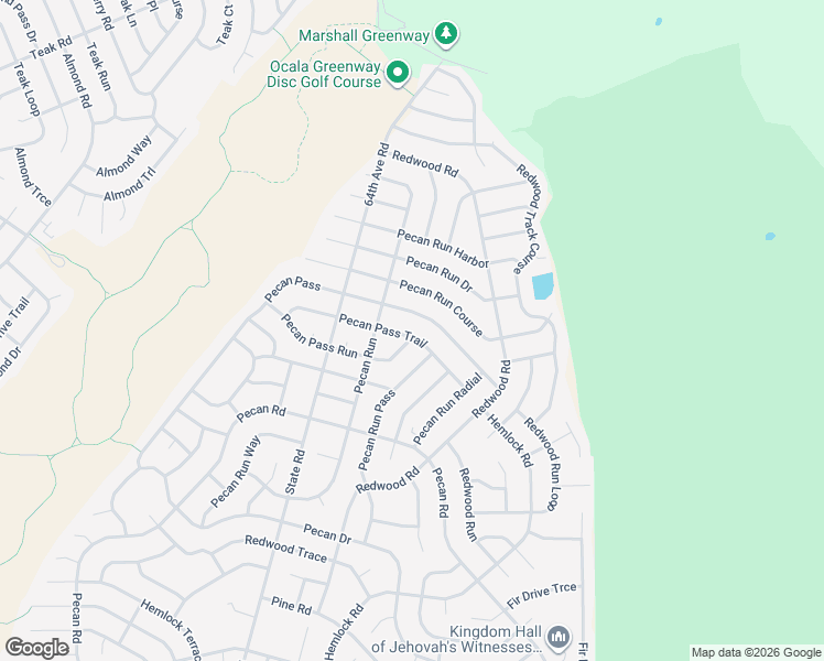 map of restaurants, bars, coffee shops, grocery stores, and more near 23 Pecan Pass Trail in Ocala