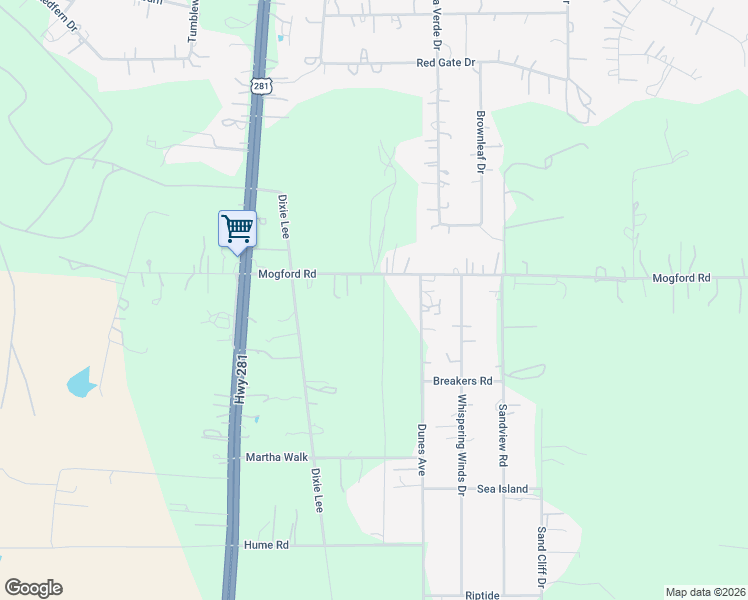 map of restaurants, bars, coffee shops, grocery stores, and more near 24965 Progress Road in San Antonio