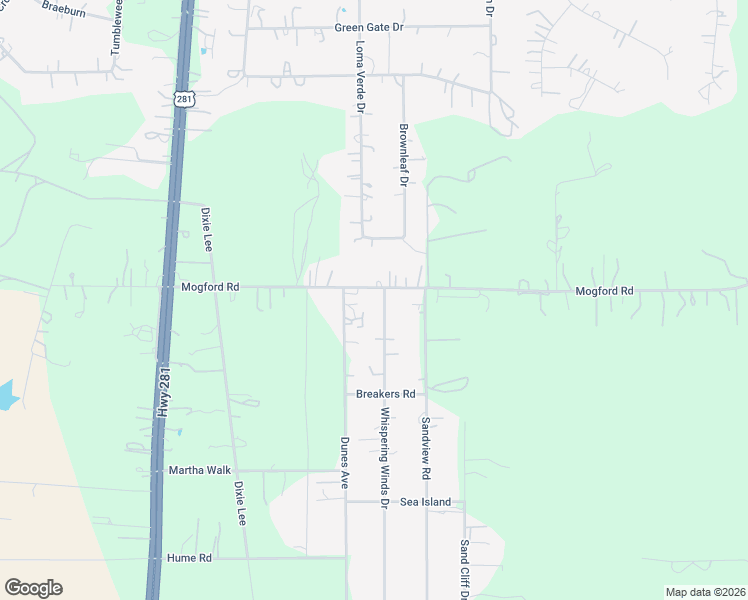 map of restaurants, bars, coffee shops, grocery stores, and more near 25030 Whispering Winds Drive in San Antonio