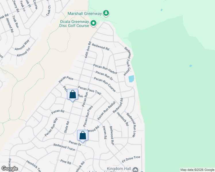 map of restaurants, bars, coffee shops, grocery stores, and more near 19 Pecan Pass in Ocala