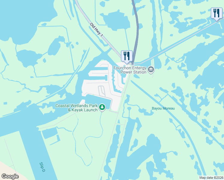 map of restaurants, bars, coffee shops, grocery stores, and more near 203 Constantin Drive in Golden Meadow