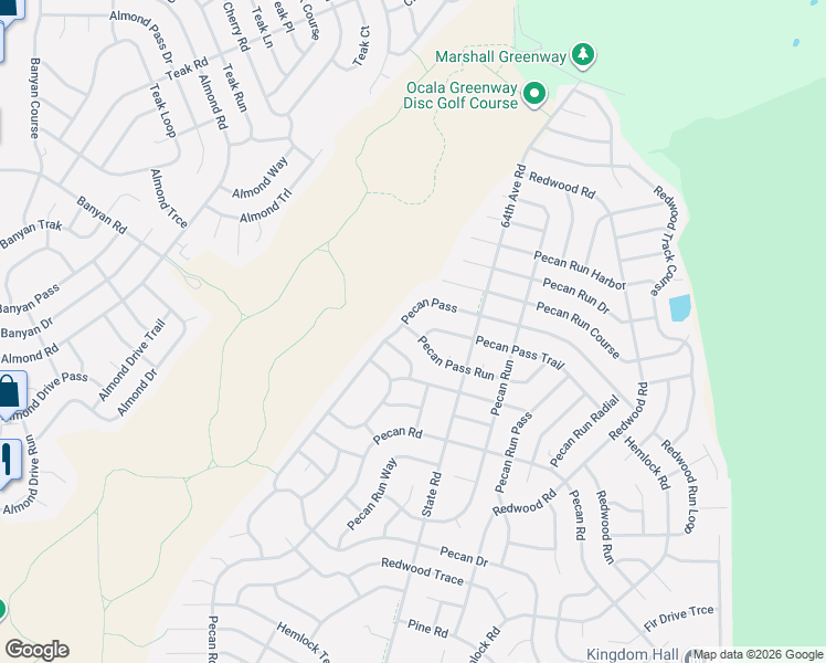 map of restaurants, bars, coffee shops, grocery stores, and more near 64 Pecan Pass in Ocala