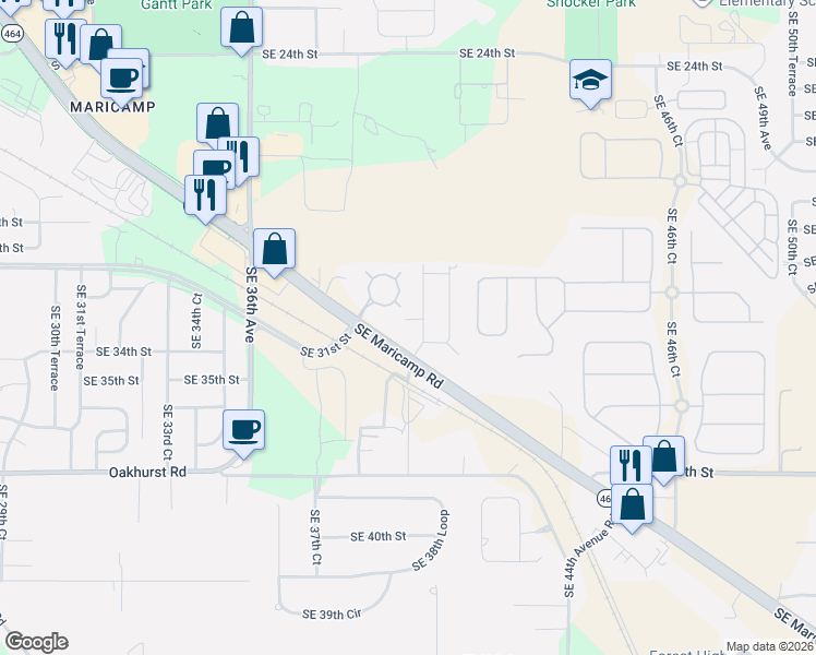 map of restaurants, bars, coffee shops, grocery stores, and more near 3211 Southeast 41st Avenue in Ocala