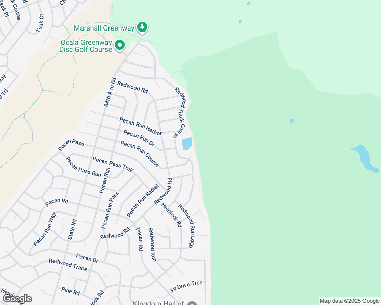 map of restaurants, bars, coffee shops, grocery stores, and more near 1 Pecan Run Course in Ocala
