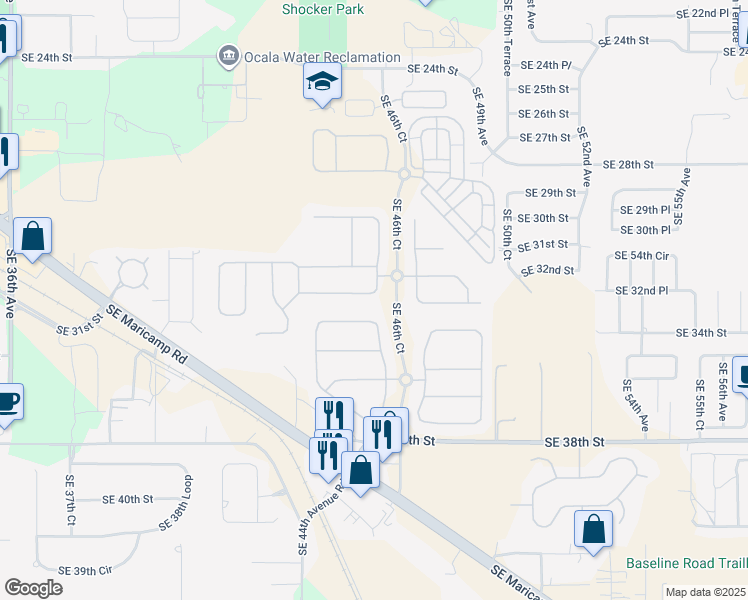 map of restaurants, bars, coffee shops, grocery stores, and more near 4630 Southeast 32nd Place in Ocala