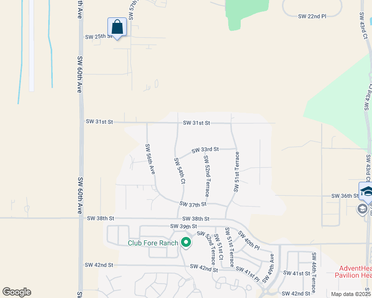 map of restaurants, bars, coffee shops, grocery stores, and more near 5351 Southwest 33rd Street in Ocala