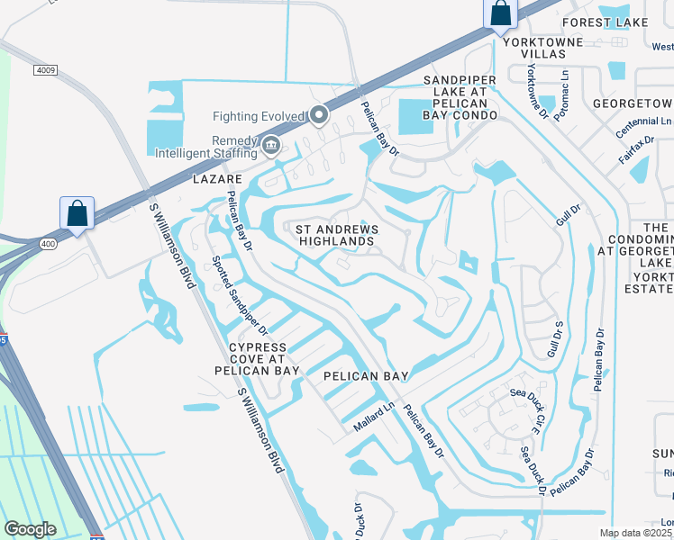 map of restaurants, bars, coffee shops, grocery stores, and more near 136 Avocet Court in Daytona Beach