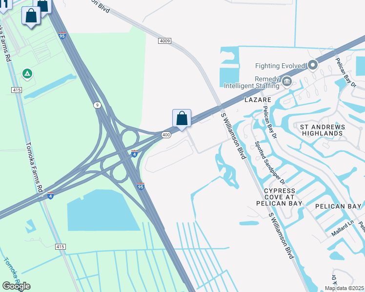 map of restaurants, bars, coffee shops, grocery stores, and more near 110 Acklins Circle in Daytona Beach