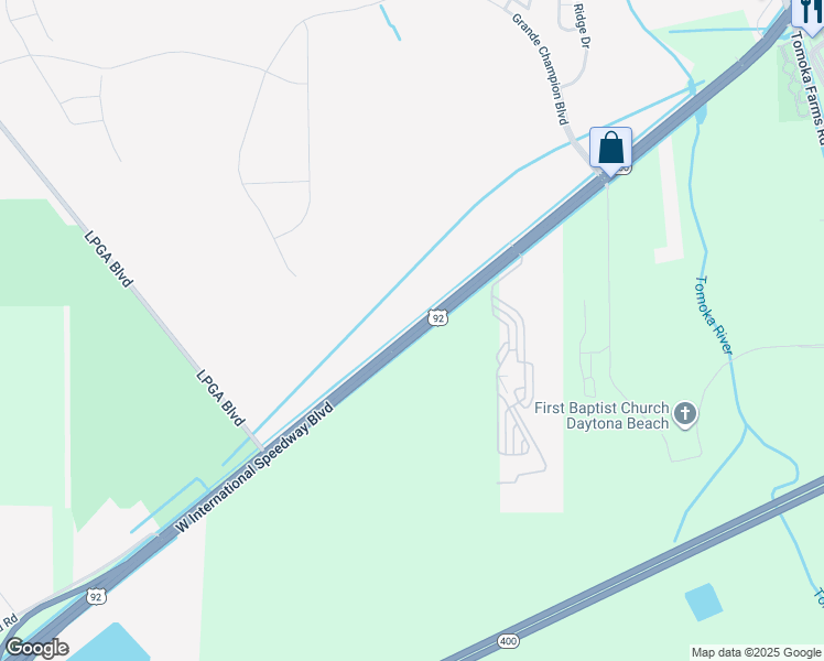 map of restaurants, bars, coffee shops, grocery stores, and more near 3152 West International Speedway Boulevard in Daytona Beach