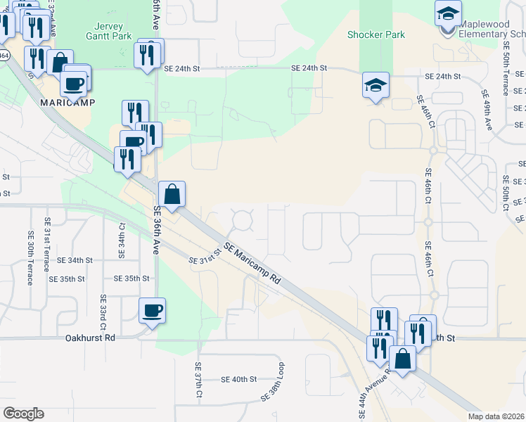 map of restaurants, bars, coffee shops, grocery stores, and more near 3101 Southeast 41st Avenue in Ocala