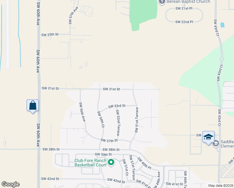 map of restaurants, bars, coffee shops, grocery stores, and more near 5260 Southwest 31st Street in Ocala