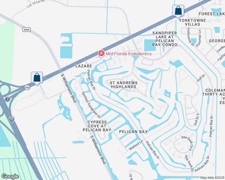 map of restaurants, bars, coffee shops, grocery stores, and more near 156 Bermuda Petrel Court in Daytona Beach