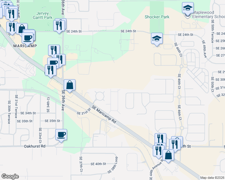 map of restaurants, bars, coffee shops, grocery stores, and more near 3101 Southeast 41st Avenue in Ocala