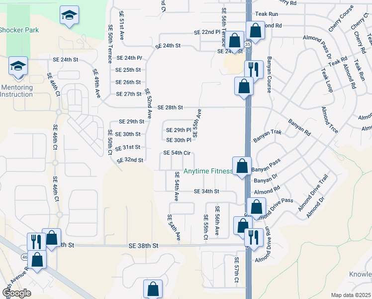 map of restaurants, bars, coffee shops, grocery stores, and more near 3149 Southeast 54th Circle in Ocala