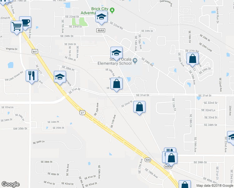 map of restaurants, bars, coffee shops, grocery stores, and more near in Ocala
