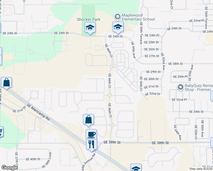 map of restaurants, bars, coffee shops, grocery stores, and more near 3101 Southeast 46th Avenue in Ocala