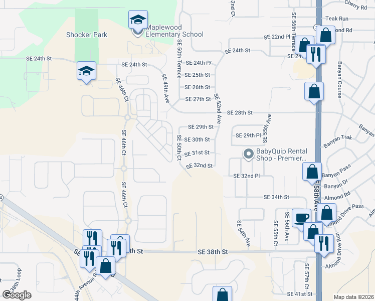 map of restaurants, bars, coffee shops, grocery stores, and more near 5085 Southeast 31st Street in Ocala