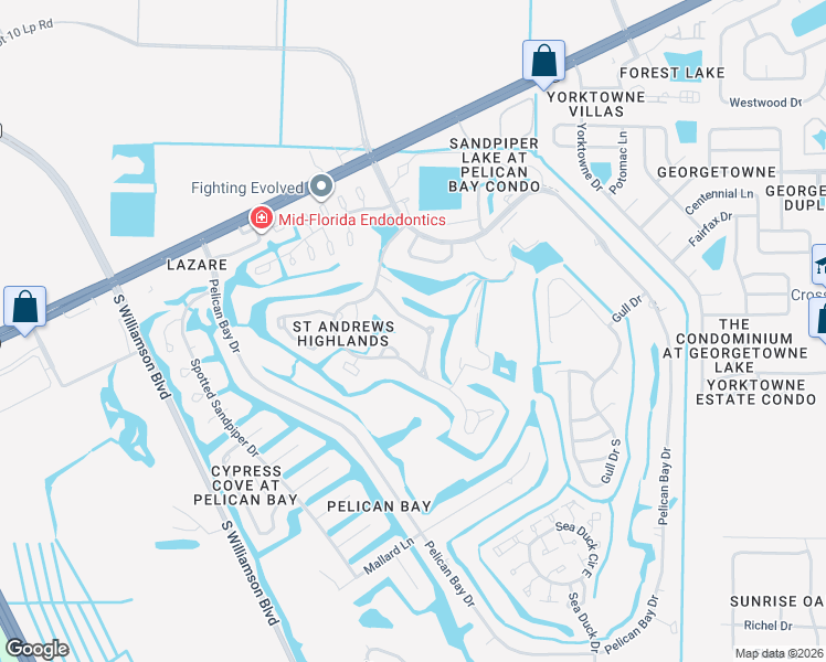 map of restaurants, bars, coffee shops, grocery stores, and more near 176 Surf Scooter Drive in Daytona Beach