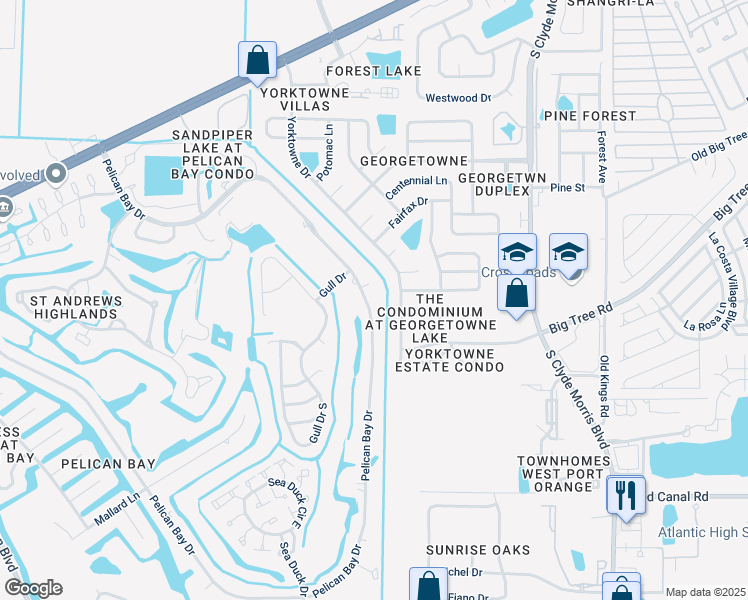 map of restaurants, bars, coffee shops, grocery stores, and more near 509 Pelican Bay Drive in Daytona Beach