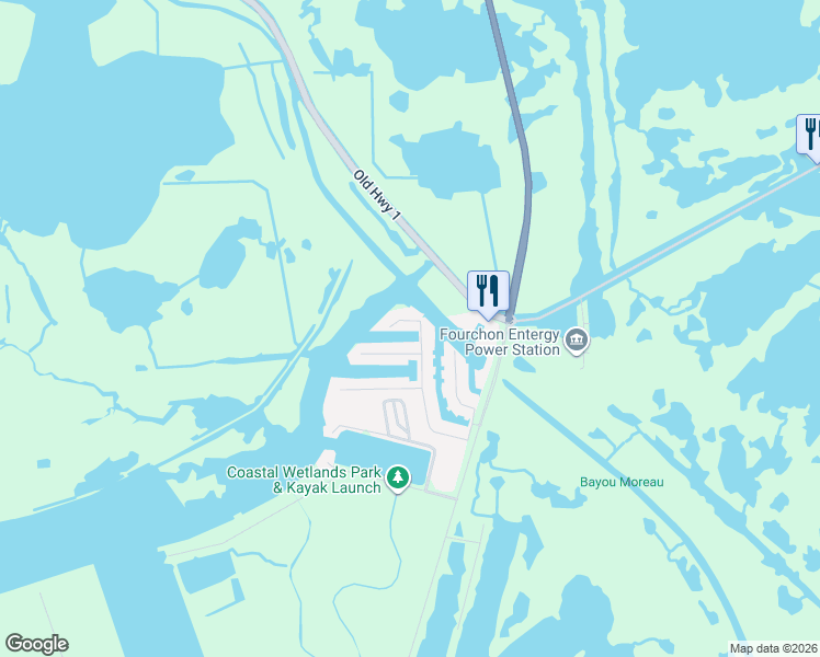 map of restaurants, bars, coffee shops, grocery stores, and more near 203 Constantin Drive in Golden Meadow