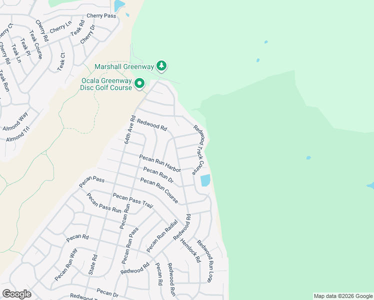 map of restaurants, bars, coffee shops, grocery stores, and more near 1 Redwood Track Terrace in Ocala