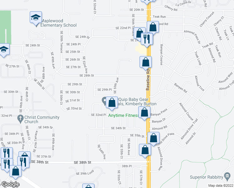 map of restaurants, bars, coffee shops, grocery stores, and more near 2985 Southeast 55th Avenue in Ocala