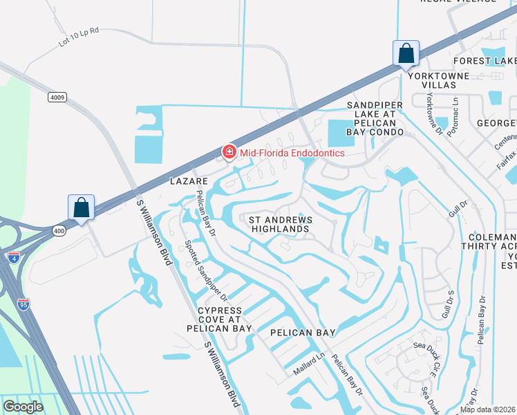 map of restaurants, bars, coffee shops, grocery stores, and more near 148 Palm Sparrow Court in Daytona Beach