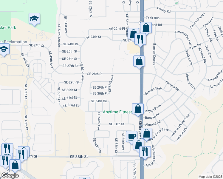 map of restaurants, bars, coffee shops, grocery stores, and more near 2985 Southeast 55th Avenue in Ocala