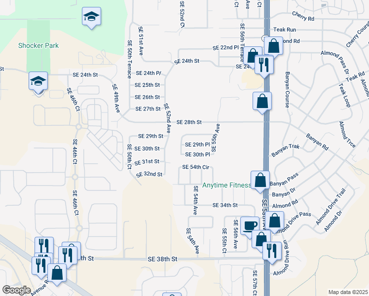 map of restaurants, bars, coffee shops, grocery stores, and more near 5350 Southeast 29th Place in Ocala