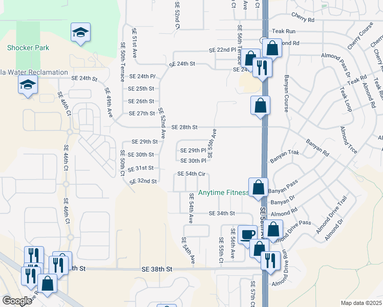 map of restaurants, bars, coffee shops, grocery stores, and more near 5350 Southeast 29th Place in Ocala