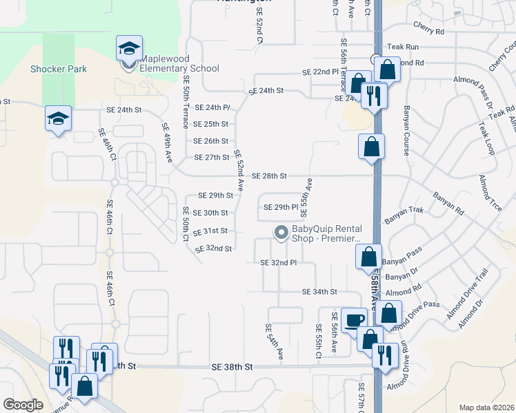 map of restaurants, bars, coffee shops, grocery stores, and more near 5350 Southeast 29th Place in Ocala