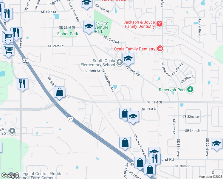 map of restaurants, bars, coffee shops, grocery stores, and more near 2930 State Highway 464A in Ocala
